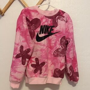 Nike Pink and Burgundy Floral Sweatshirt
